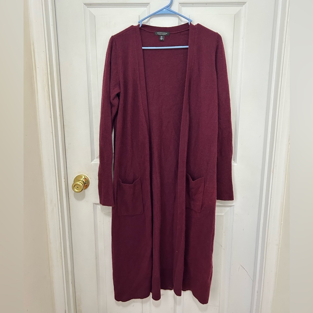 Saks Fifth Avenue Deep Red Open Front Cardigan